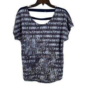 Matices Women Short Sleeve Floral Lace Pullover Top Shirt Sise L
